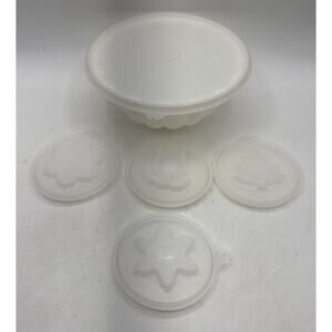 Vintage TUPPERWARE Jell-n-Serve Jello‎ Mold Tray 4 Lid Designs